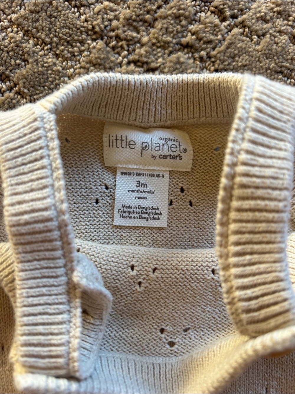 Carter's Cream Knit Button Romper - Picture 2 of 5